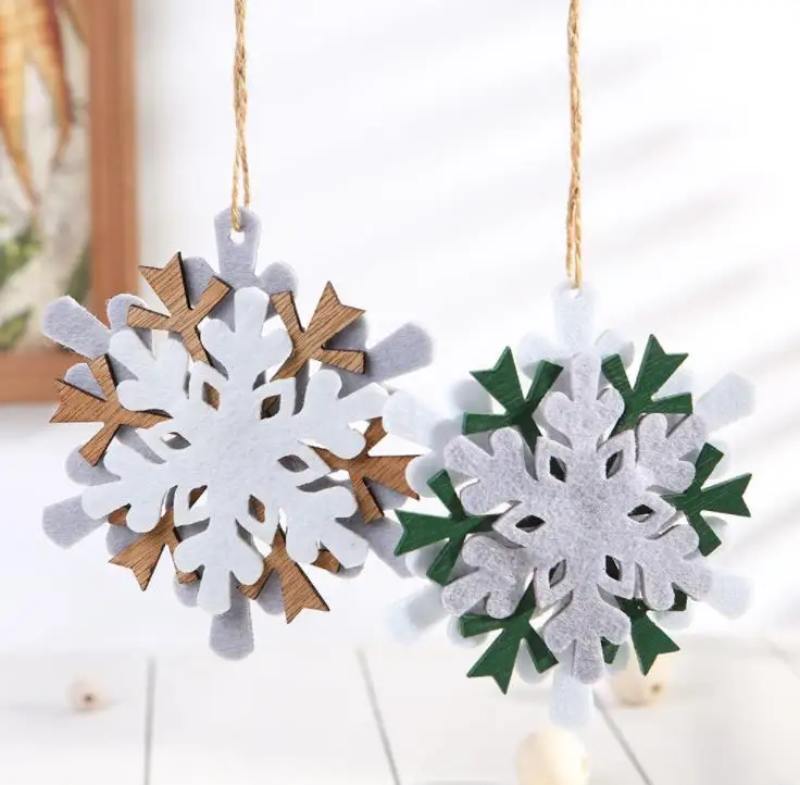 Christmas Ornament Felt Snowflake Pendant DIY Decoration Xmas Tree Hanging Pendants Crafts SN1797