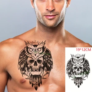 Waterproof Temporary Tattoo Stickers Owl Skull Bird Fake Tatto Flash Tatoo Back Leg Body Art for Women Men