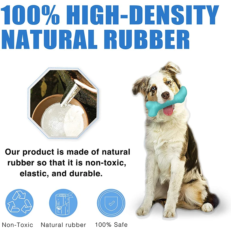 Benepaw Strong Food Dispensing Dog Bone Non-Toxic Interactive Treat Puppy Pet Toys Natural Rubber Squeaker Chewing Stick