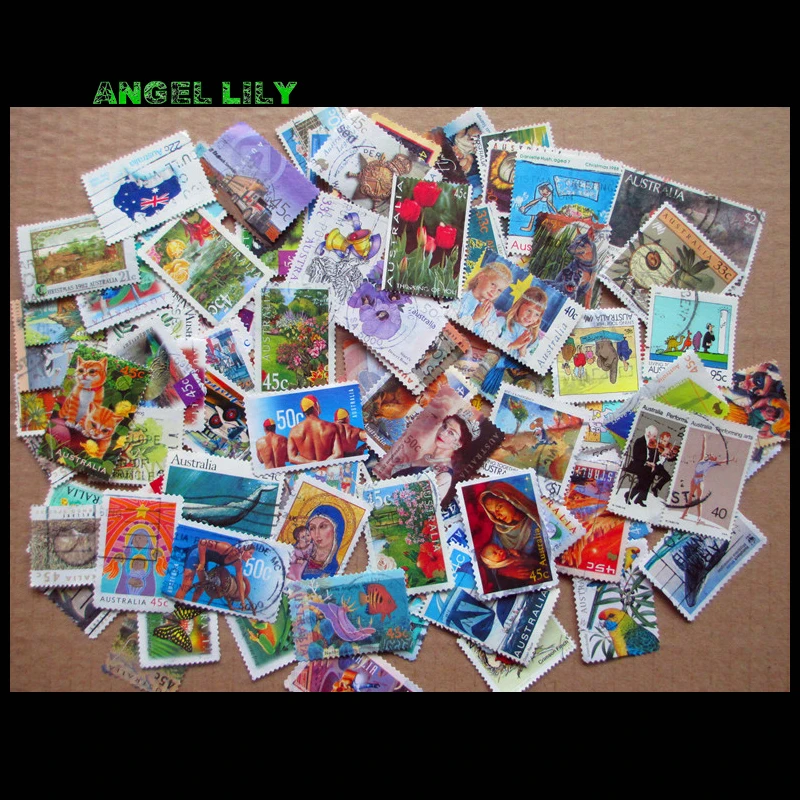 50 PCS All Different Australia Random  Postage Stamps With Post Mark For Collecting A0320