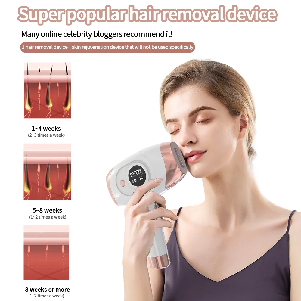 

IPL Hair Removal for Women and Men,999,000 Flashes Auto Manual Modes 5 Energy Level Home Use Permanent Hair Removal Painless Hai