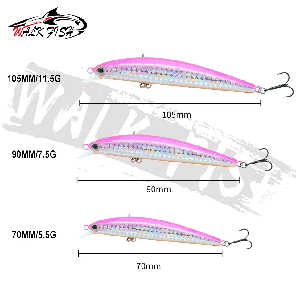 WALK FISH Señuelo Jerkbait Wobbler hundido largo para lubina