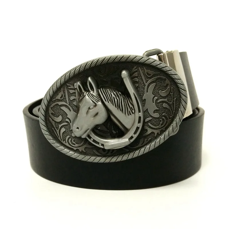 Antique Silver Bronze Western Horse Horseshoe Metal Belt Buckle for Casual Jeans Cowboy DIY Accessories Cool Gifts Drop Shipping