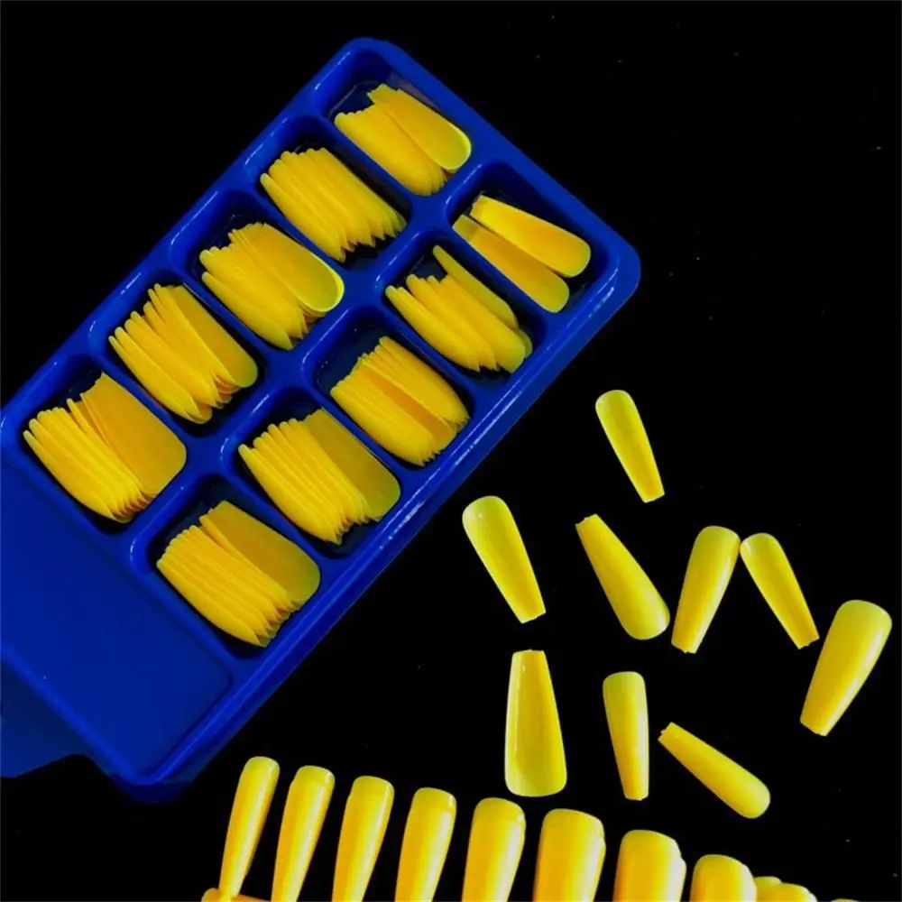 100Pcs/Set Candy color Beauty Tools Acrylic False Nail Tips Manicure Full Cover Coffin Fake Nails