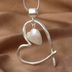 Bridesmaid gift 2024 New Pendants Necklaces Long Chain Heart Shape Pearl Necklace bff