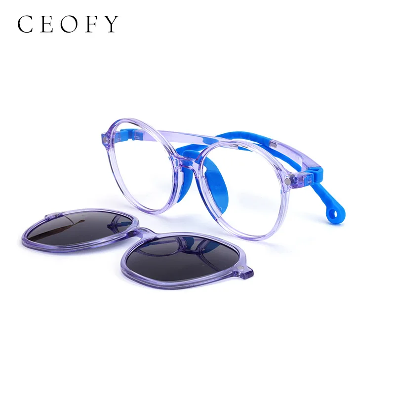 Ceofy Boys Girls Clip magnetica ottica su occhiali da sole polarizzati moda UV400 montature per occhiali 19978