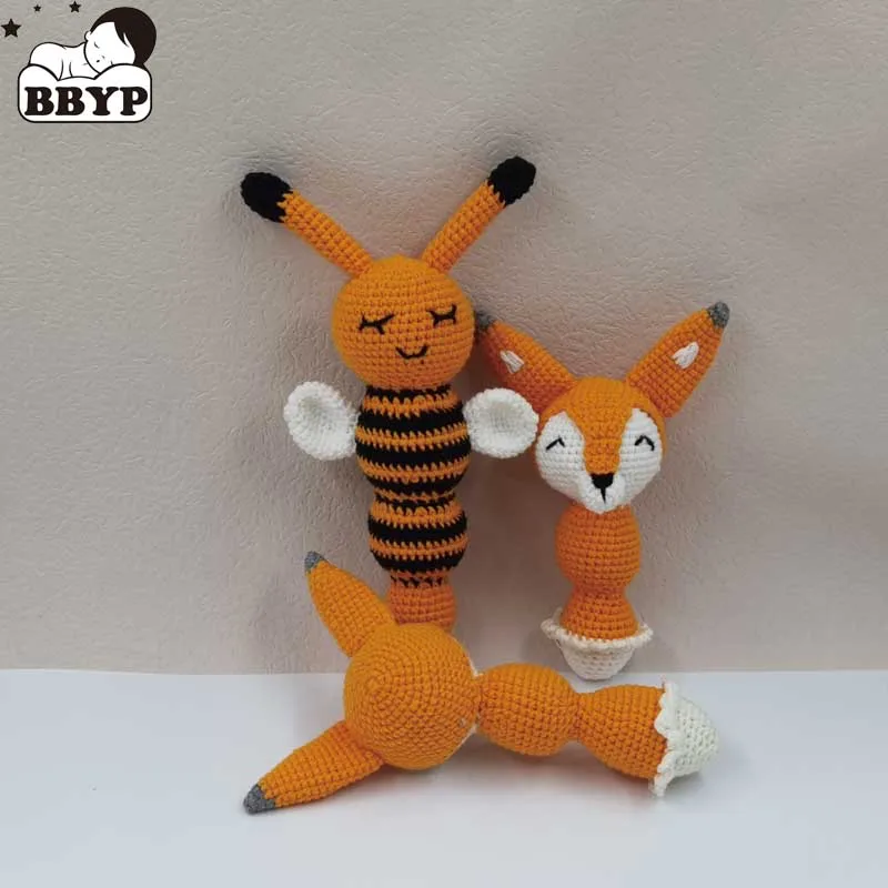 

Lovely Cartoon Fox Bee Crochet Baby Rattles Baby Boys Baby Girls Soft Hand Bell Ring Rattle Kids Toys Bed Handbells Educational