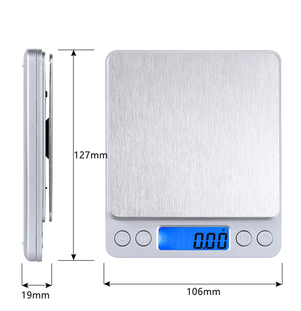 2019 Portable Electronic Food Scales 3000g/0.1g Postal Kitchen Jewelry Weight Balance Digital Scale 500g 0.01 Precision Scale