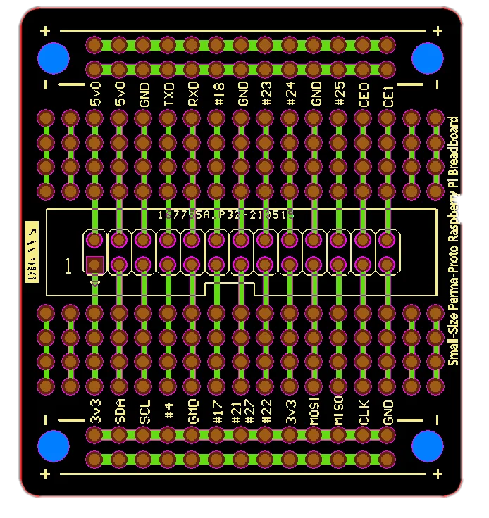 Small-Size Perma-Proto Breadboard Pcb Prototype Board for Raspberry Pi (Pack of 5)