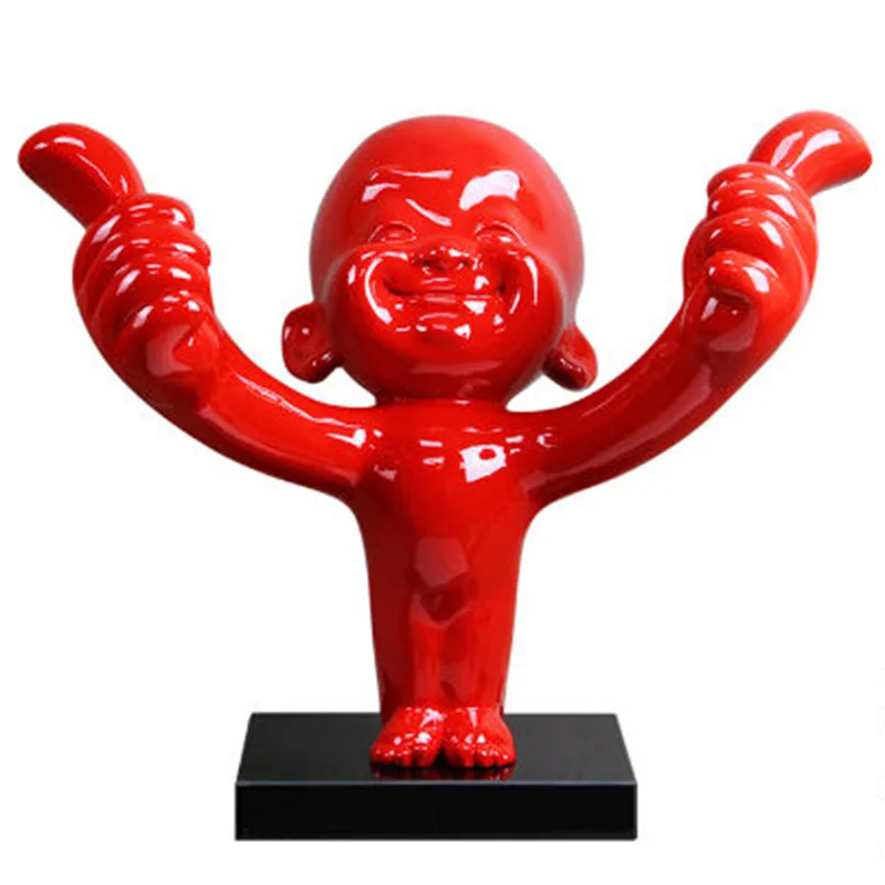 Room Decor Praise The Red Man Statues Abstract Characters Sculptures Home Accessories Figurines Interior Resin Ornament Gifts