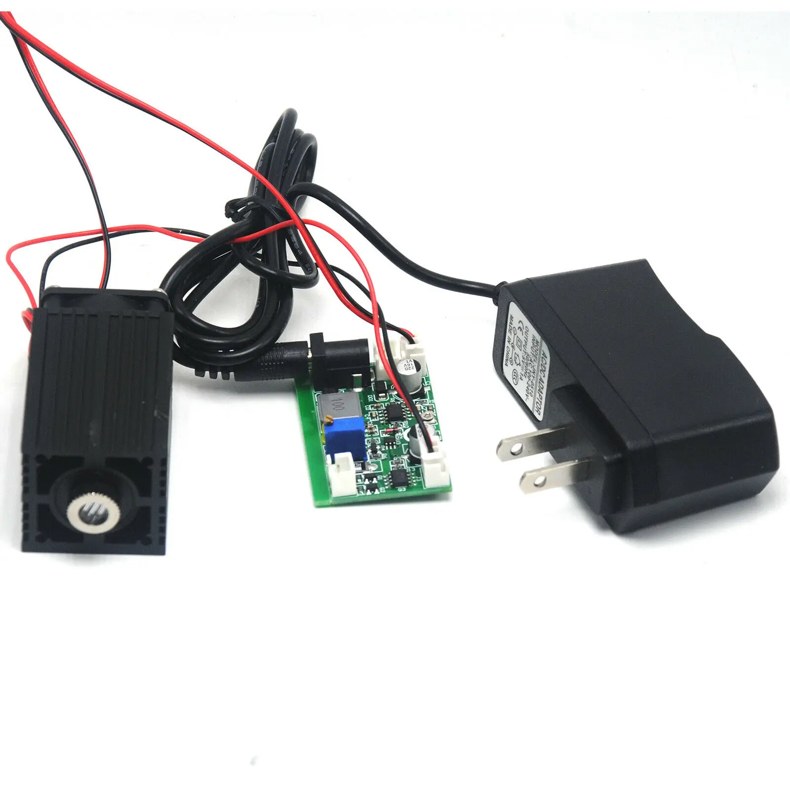 Focusable 532nm 80mW Green Laser Diode Dot Module 12V w/TTL & Driver + Adapter