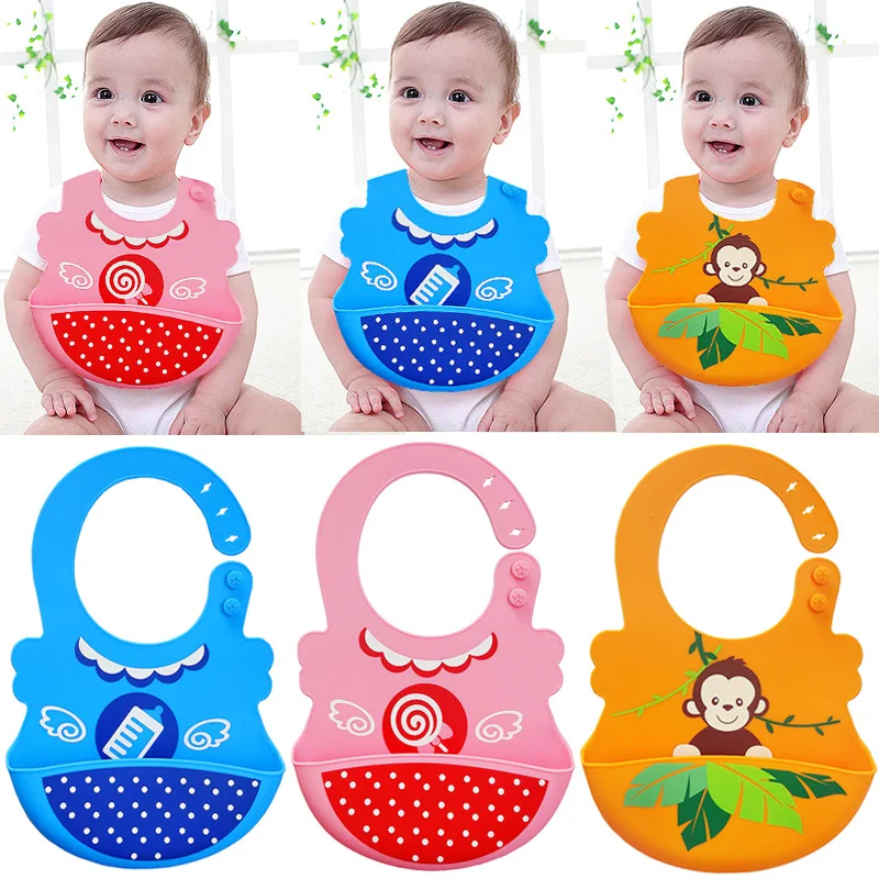 New Release Waterproof and Oilproof Silicone Baby Child Oilproof Rice Bib Bib Kids Saliva Towel Disposable Leakproof Baby Bib