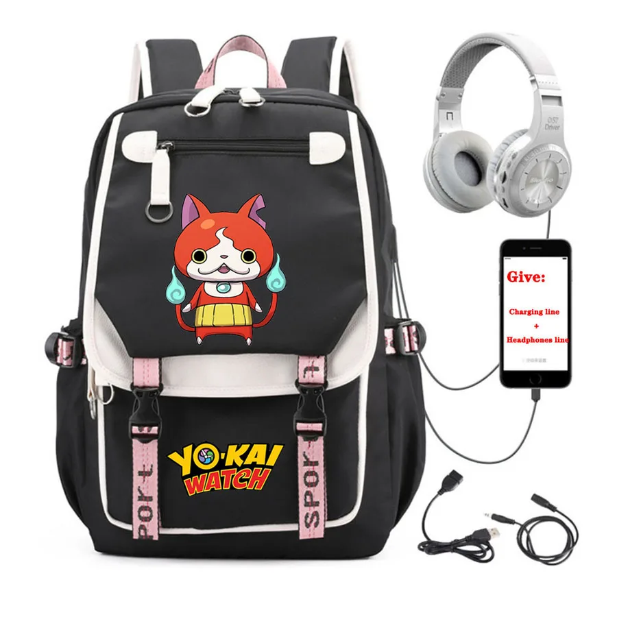 

anime Yo-kai Watch backpack Women men Travel Backpack student School book Bag USB Charging teenagers Laptop packsack