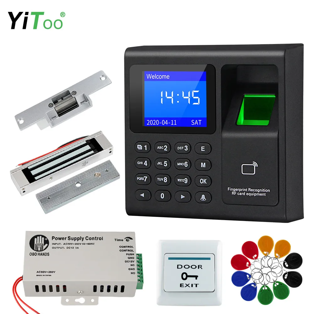 YiToo Complete Fingerprint Password Access Control Set Attendance Check Electronic Smart Door Lock Power Supply Biometric Lock