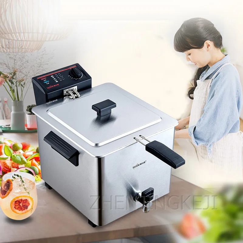 Friggitrice elettrica commerciale 220V monocilindrico 8L macchina per tritare pollo fritto verticale attrezzatura friggitrice elettrica di grande capacità