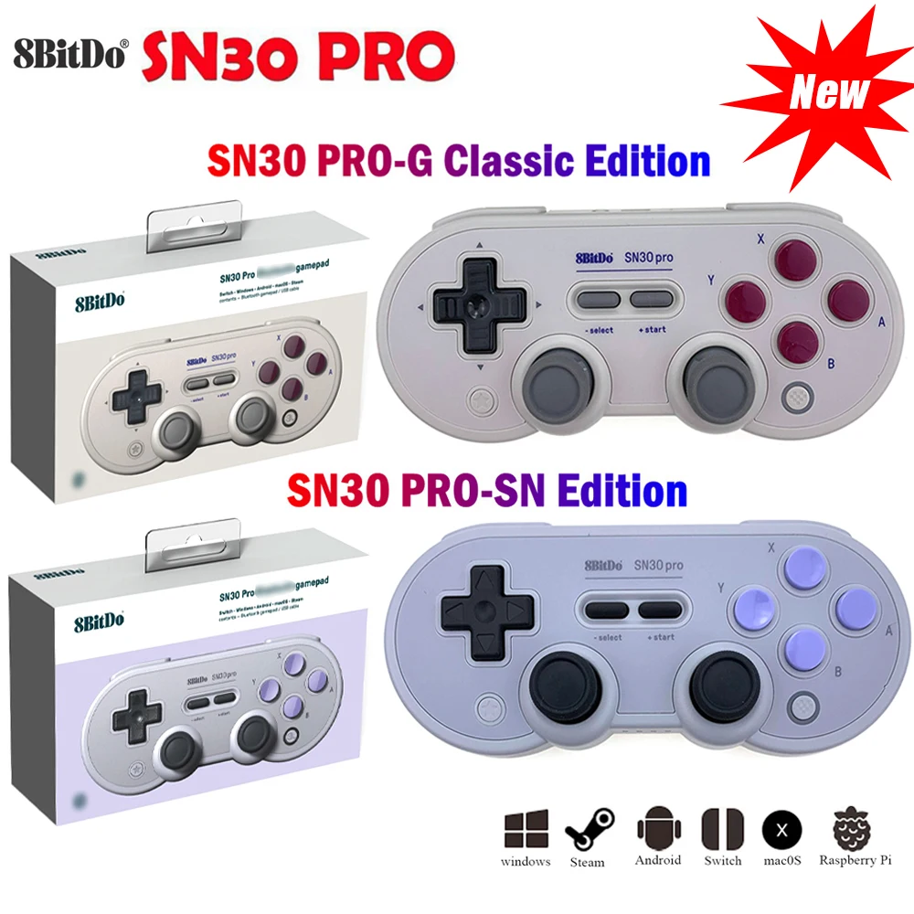 أعلى! وحدة تحكم بلوتوث لاسلكية جديدة 8Bitdo SN30 Pro GB SN لوحة ألعاب عن بعد لمفتاح نينتندو لأجهزة الكمبيوتر NS iOS/Android