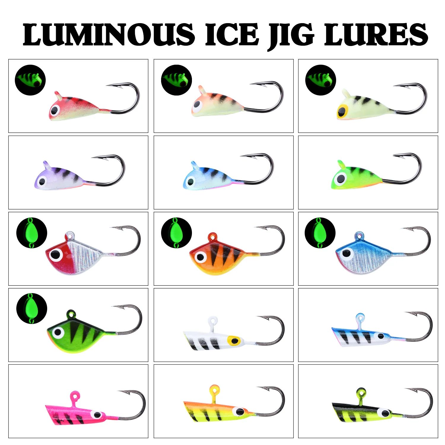 Goture 9-15Pcs/Box Winter Ice Fishing Hook Lure 1.7-3g 20mm 35mm Lead Head Hook Bait Jigging Fishing Tackle