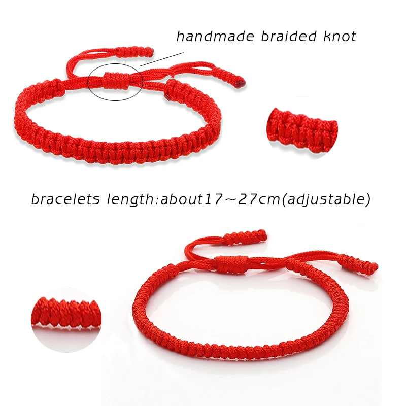 Lucky Rope Bracelets Set Handmade Braided Black Red Thread Bracelet Fashion Tibetan Buddhist Wristband Male Female Jewelry Gifts