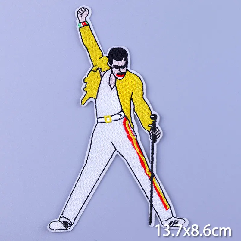 Freddie Mercury Badge Rock Band Patches bordados em roupas Punk Crânio Roupas Hippie Ferro em remendos para emblemas de roupas