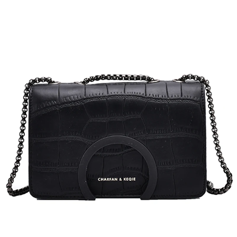 Bolso de hombro con cadenas para mujer, bandolera de cuero PU con textura elegante, combina con todo, de lujo, tendencia, 2024