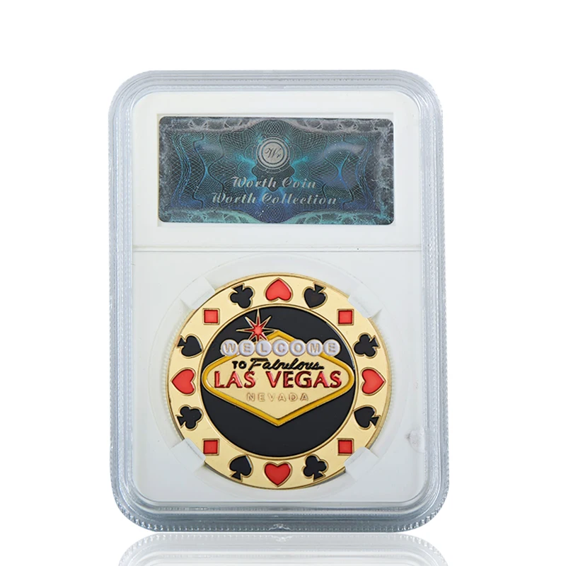 Casinò Las Vegas Poker Chips placcato in oro sfida monete collezionabili con portamonete sfida moneta souvenir regali originali