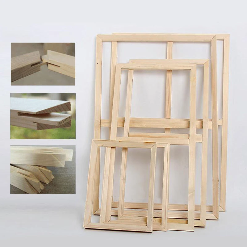 NEW Sturdy DIY Solid Nature Pine Wood Frame With Accessories for Canvas Diamond Oil Painting Inner custom Frames Stretched