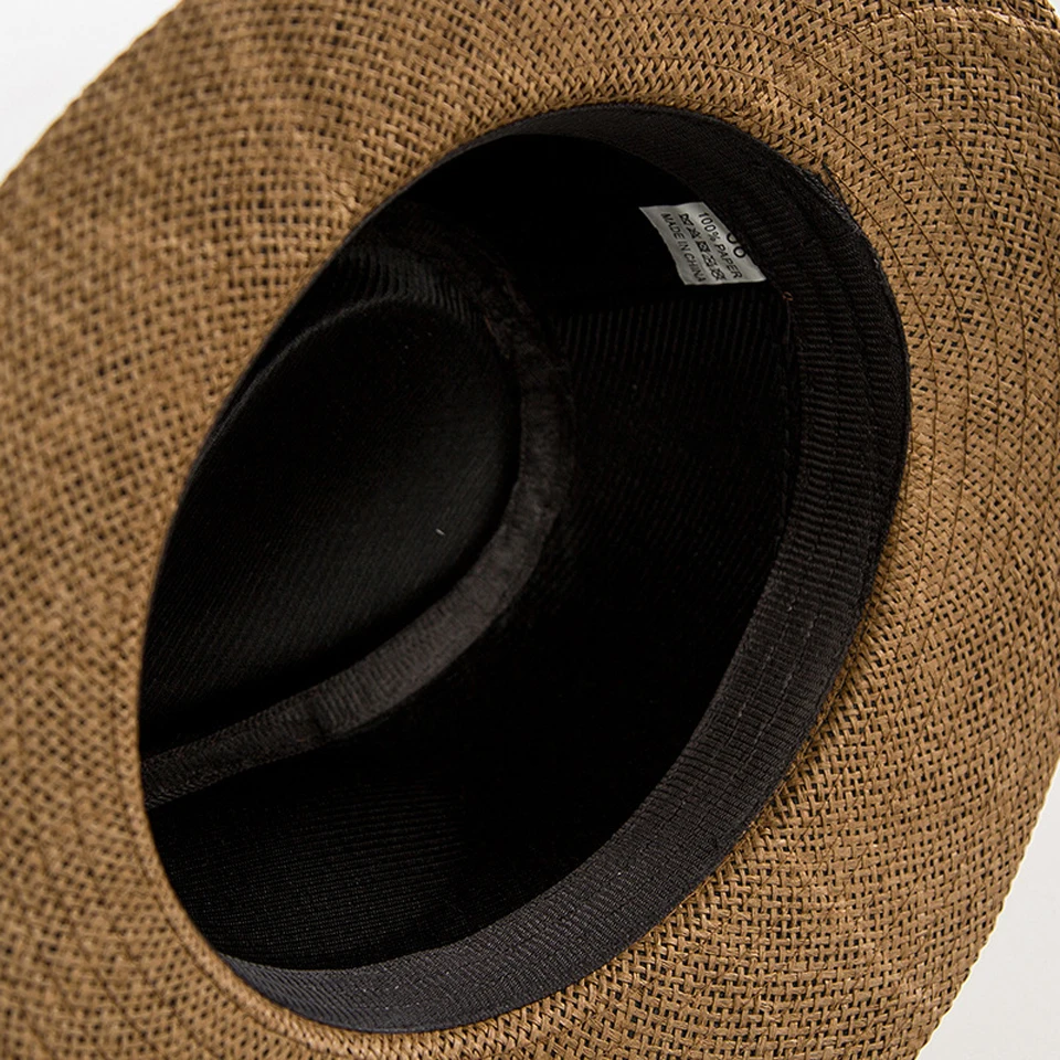 Summer Straw Hat for Men Women Sun Beach Hat Elegant Jazz Panama Hats Fedora Wide Brim Sun Protection Cap with Black Belt