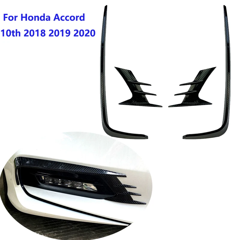 

Car Front Bumper Spoiler Spoilers Fog Lights Decorative Cover For Honda Accord 10th 2018 2019 2020 Carbon Fiber Accessories