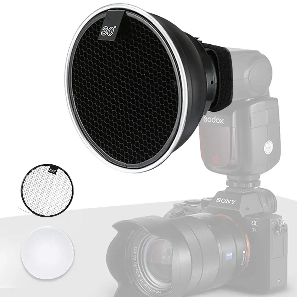 Universal Beauty Dish with Honeycomb Soft Cloth 6 inch Diffuser Standard Reflector Photography Kit for Godox Flash