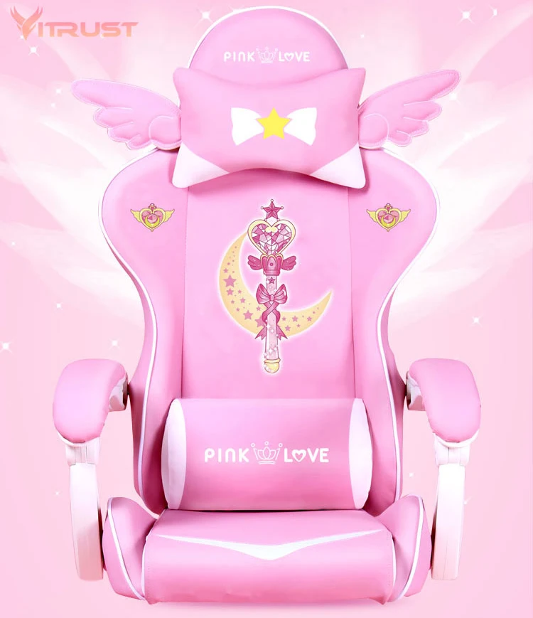 Pink Girl Gaming Chair Magic Comfortable Anchor Live Chair Gaming Chair Cute Pink Gaming Chair