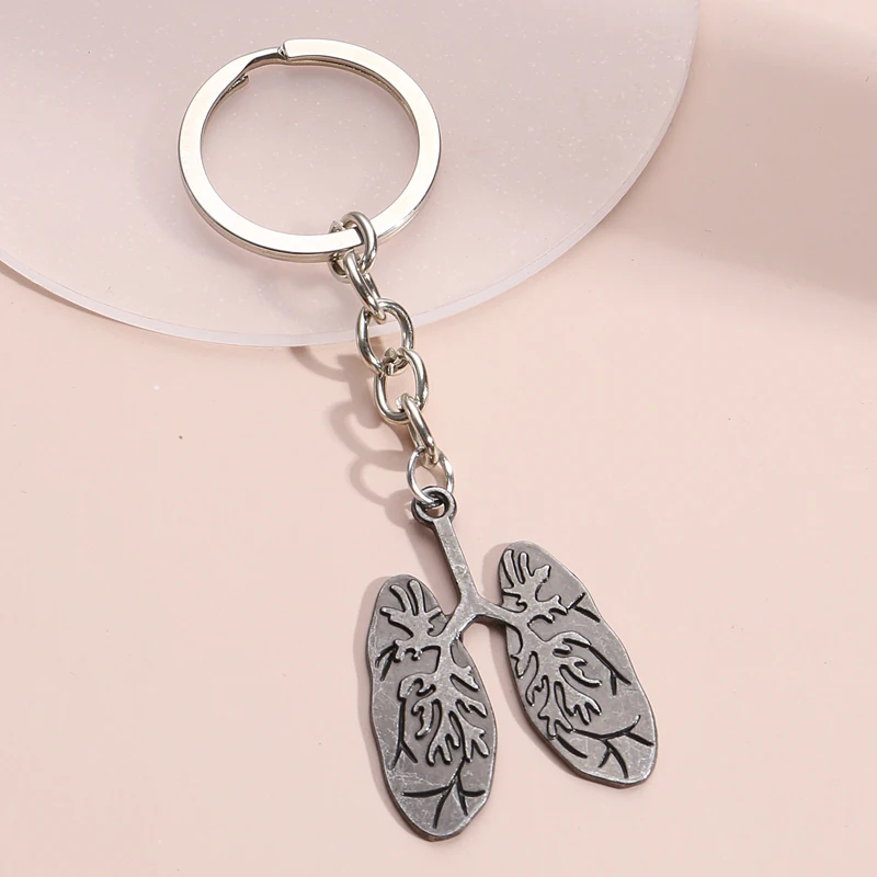 Punk Keychain Anatomy Human Nerve Cell Lung Key Ring Brain Cells Heart Key Chains Anatomical Gifts For Women Men Simple Jewelry