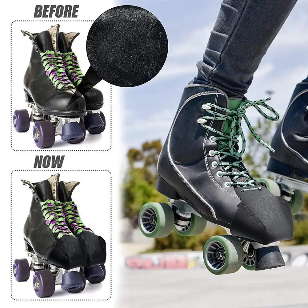 1 Pair Toe Guards Protectors PU Leather Roller Skate Protectors with 4 Holes for Roller Skate