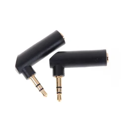 Conector chapado en oro de 2 unids/lote, conector 3,5, ángulo recto de 90 grados, hembra a 3,5mm, 3 polos, macho, Adaptador de Audio estéreo en forma de L