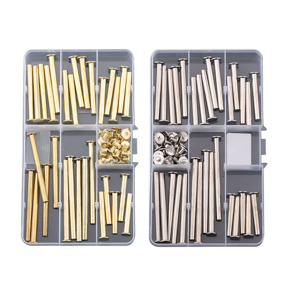 M5*5-100mm Picture Screws Riverts Set Menu Book Nail Sub-screw and Female-screw Luggage Bag Clothes Shoes Use