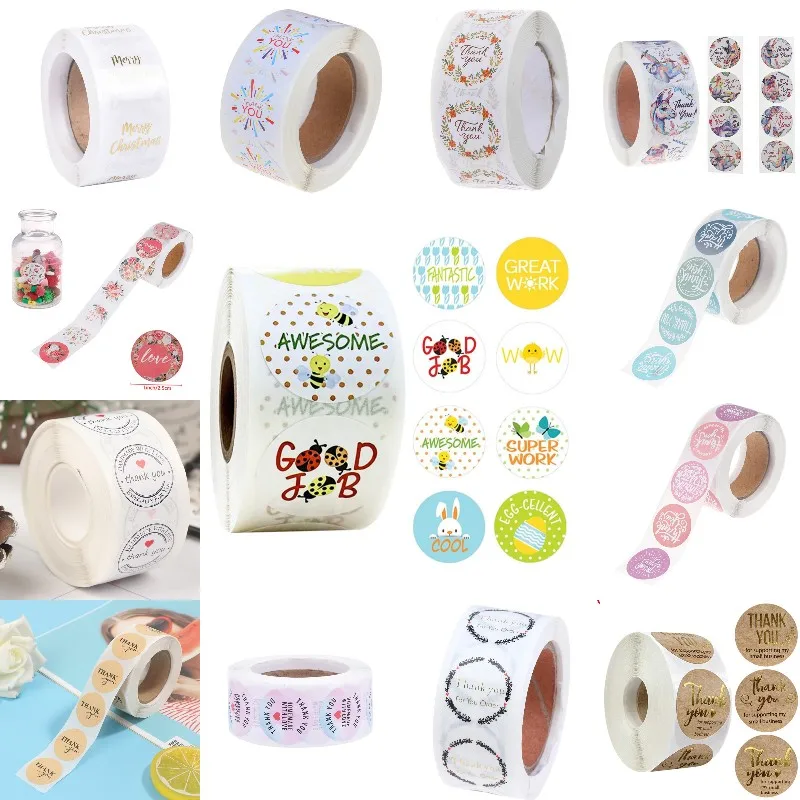 선물 씰링 스티커 1 롤 감사합니다 사랑 디자인 일기 Scrapbooking 스티커 축제 생일 파티 선물 장식 레이블