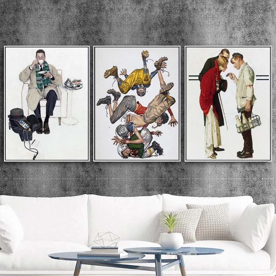 Canvas Pictures Home Decor Wall Art Printed American Norman Rockwell Painting Modular Nordic Poster For Living Room