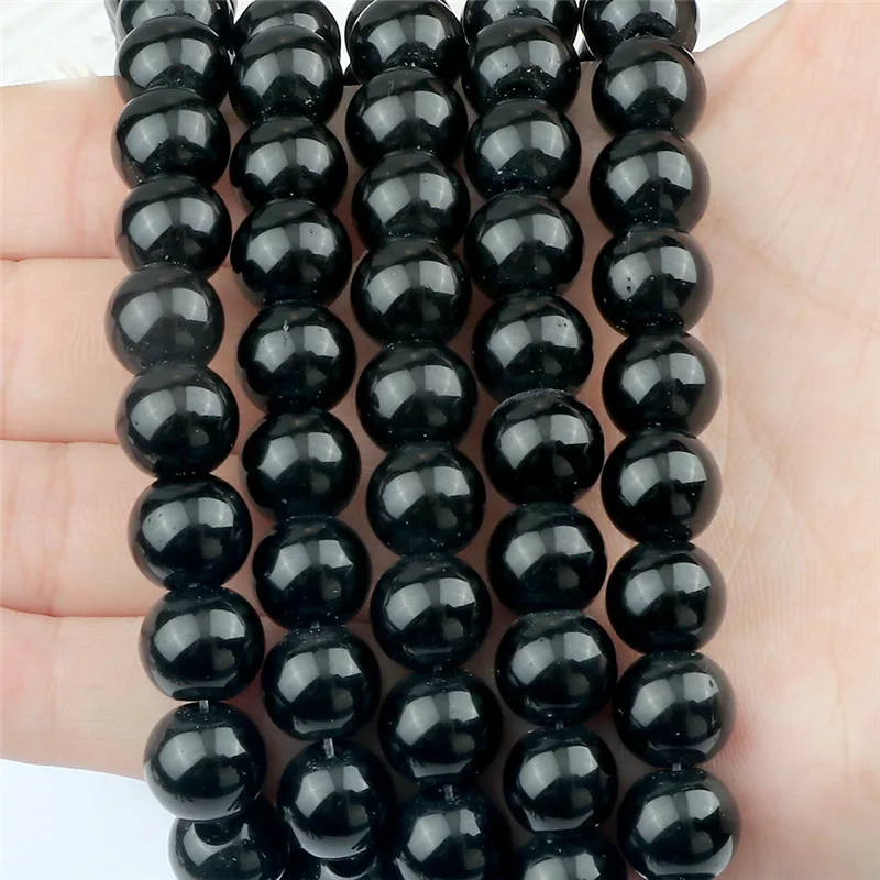 Shiny Black Obsidian Natural Stones 10/8/6/4mm Loose Beads For DIY Bracelets Necklace Beaded Jewelry Making Accessoriy Wholesale