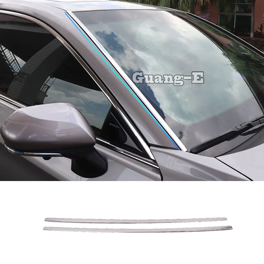 For Toyota Avalon XX50 2018 2019 2020 2021 Car Side Stick Stainless Front Head Glass Windshield A Column Lamp Frame Trim 2pcs