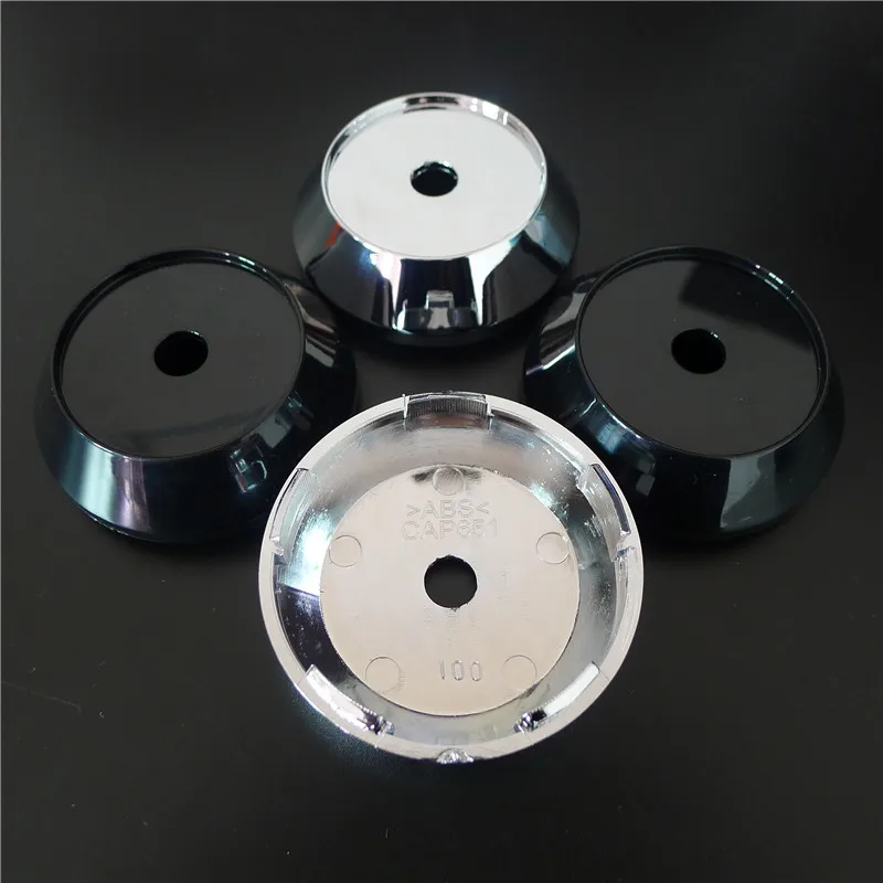 4pcs 65mm Wheels Center Hub Caps for Advan Car Styling Rims Cover No Logo Black Chrome