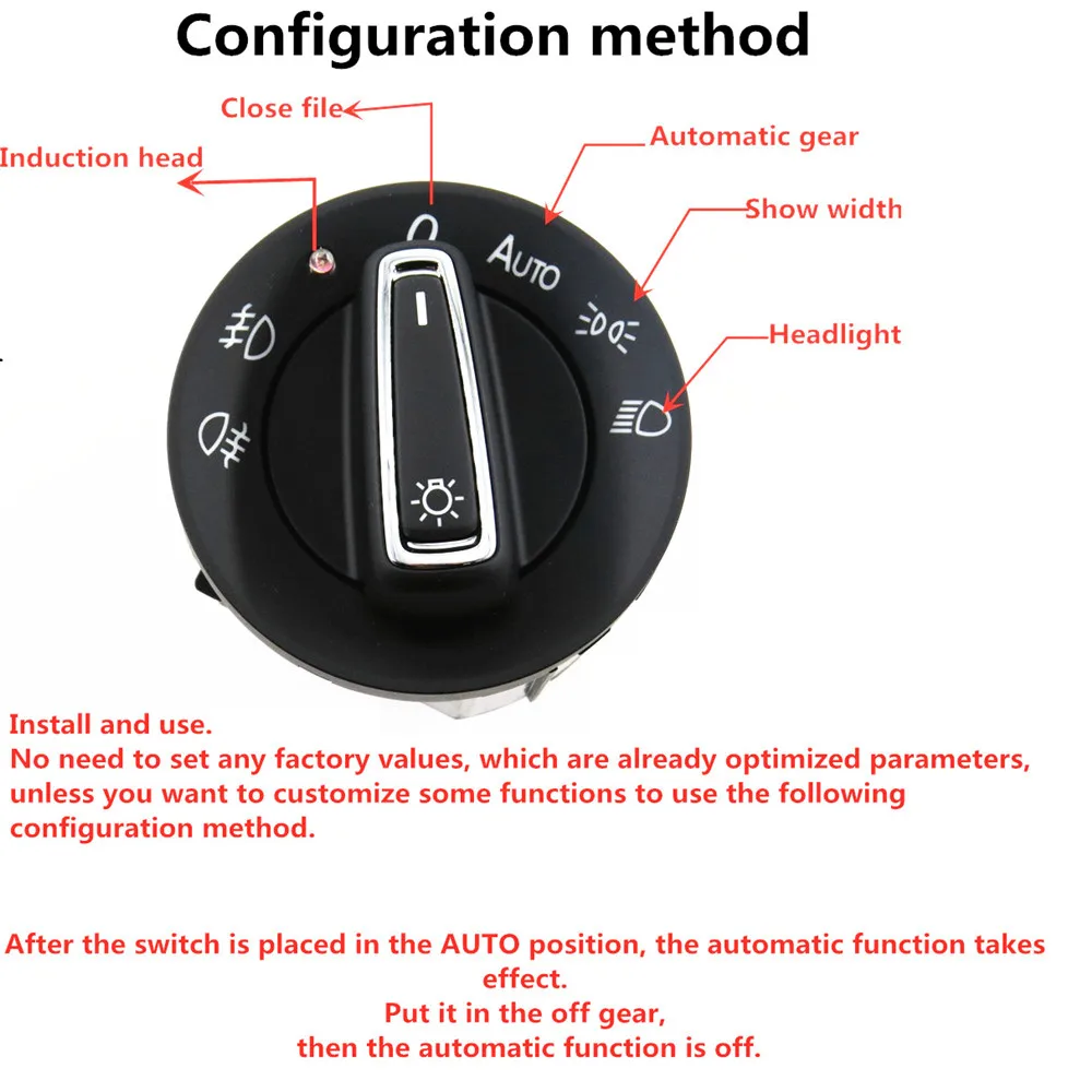 SCJYRXS Chrome Headlight Switch Fornt Fog Light Button 5ND941431E for VW Passat B6 Golf MK5 MK6 Rabbit Tiguan 5ND 941 431E XSH