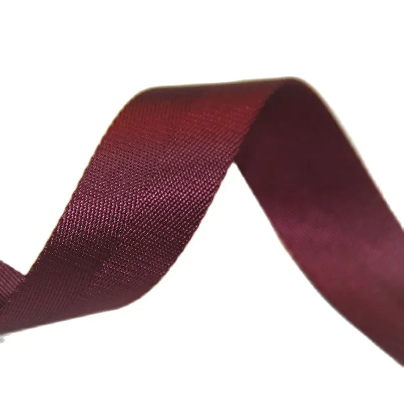 

High Quality Purplish Red 1 Inch Nylon Webbing Hot Sale 25mm Wide Herringbone Tape 1.35mm Thickness 50/Yards