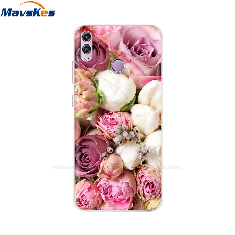 for Honor 8X Case Painted Soft Silicone TPU Phone Cover for Honor 8X 8 X Honor8X Case Cover Phone Cases Shell Coque Bags Flower