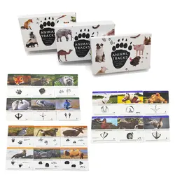 Montessori Flash Cards Animals  Footprints Montessori English Learn Card Early Educational Toy Memory Game for Children