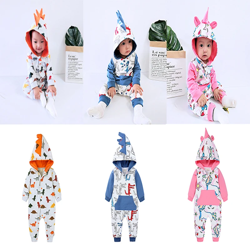 

Baby Girl Clothes Autumn Baby Boy Clothes Dinosaur Climbing Newborn Rompers Cute Clothing Long Sleeve Hooded Jumpsuit Ropa Bebe