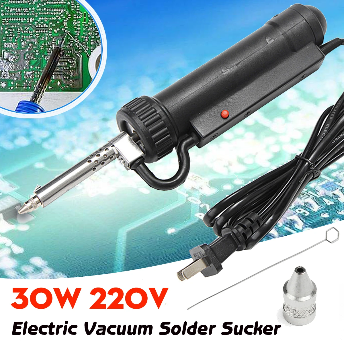 전기 진공 납땜 흡입기 다리미 건, 납땜 제거 펌프, 수리 도구, 무료 배송, 30W, 220V, 인기 판매
