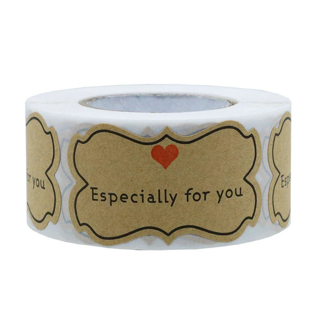 Pegatinas de Papel Kraft de 500 cm de ancho, pegatinas decorativas de regalo "especialmente para ti", para hornear, 2,5 unidades por rollo