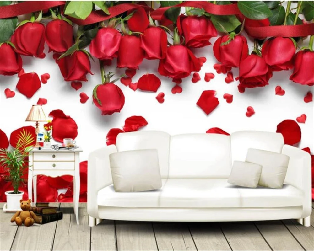 

Beibehang Custom wallpaper murals Nordic fresh hand-painted flower garden living room TV background wall painting 3d wallpaper