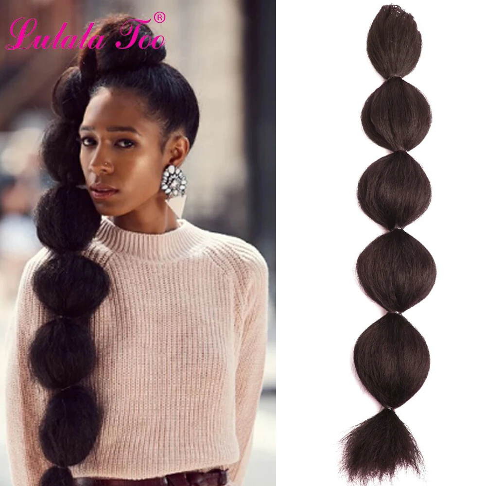 Long Afro Puff Kinky Straight Fake Bubble Drawstring Ponytail Wig Synthetic Pony Tail Hairpiece For Women Clip in Hair Extension