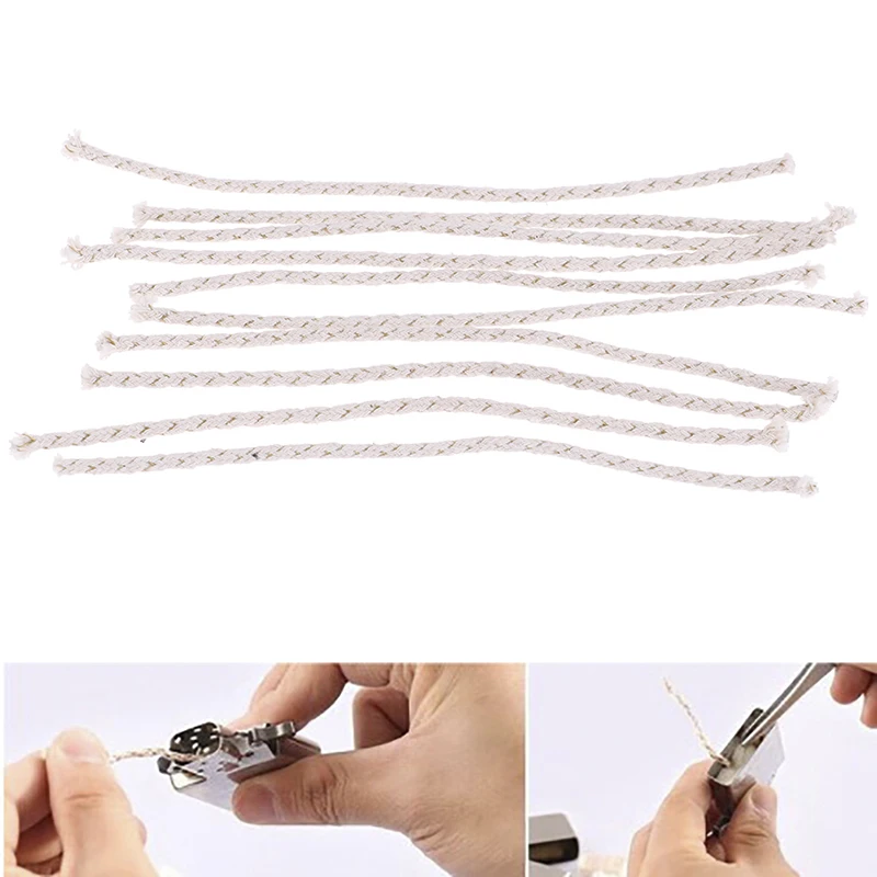 10pcs Copper Wire Lighter Cotton Core Wick Kerosene Oil Lighter Accessories Replacement for Petrol Lighter Fire Starter Bulk