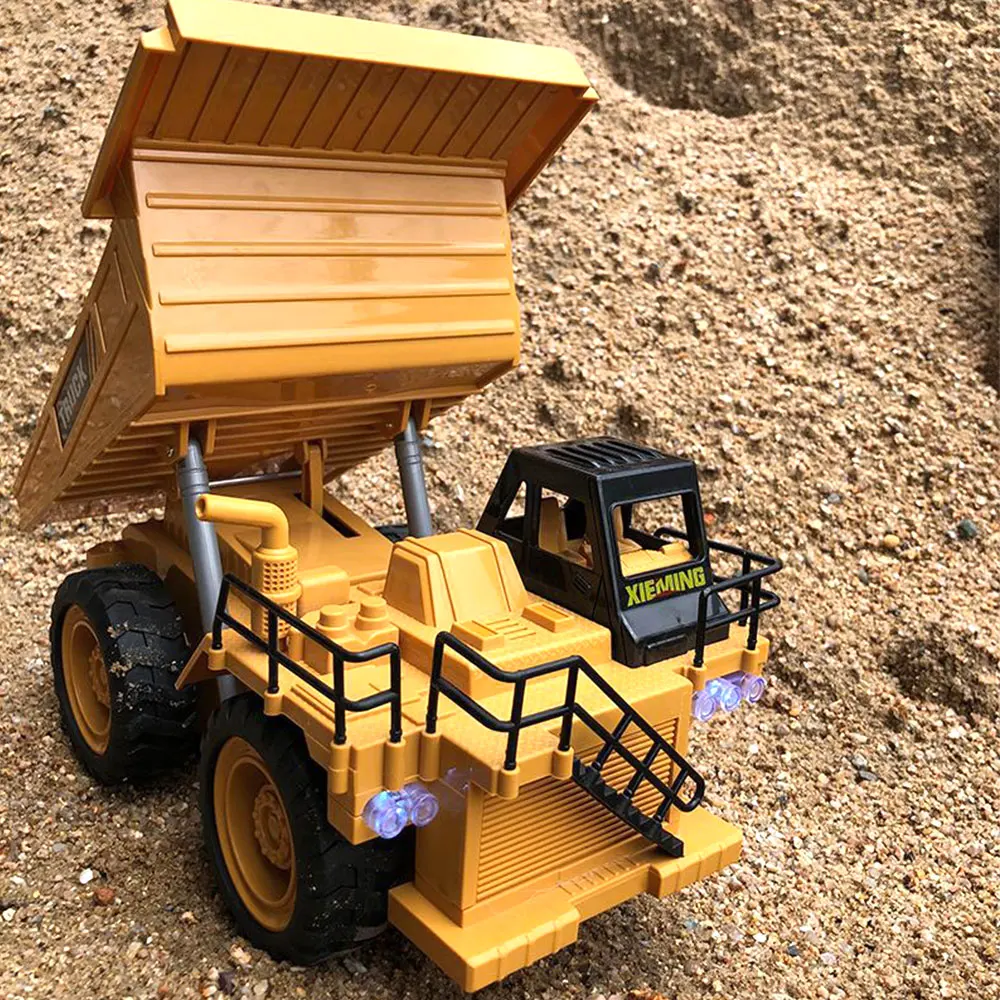 1/16 RC Truck Bulldozer Dumper Crawler Tractor Model Engineering Car Excavator Push Soil Music Lighting Effects Kids Toys Gifts